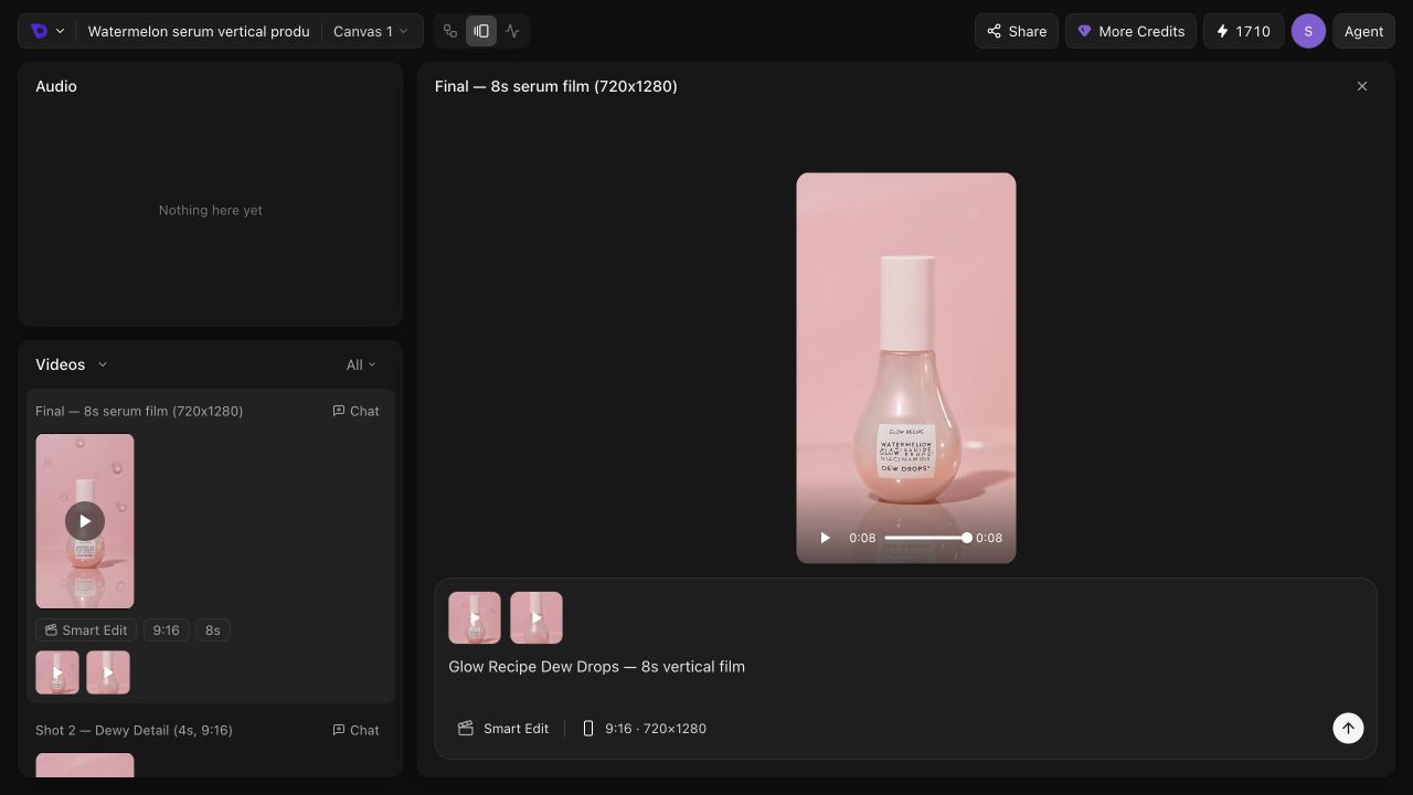 Final video: Play the assembled result and use Download to save it.