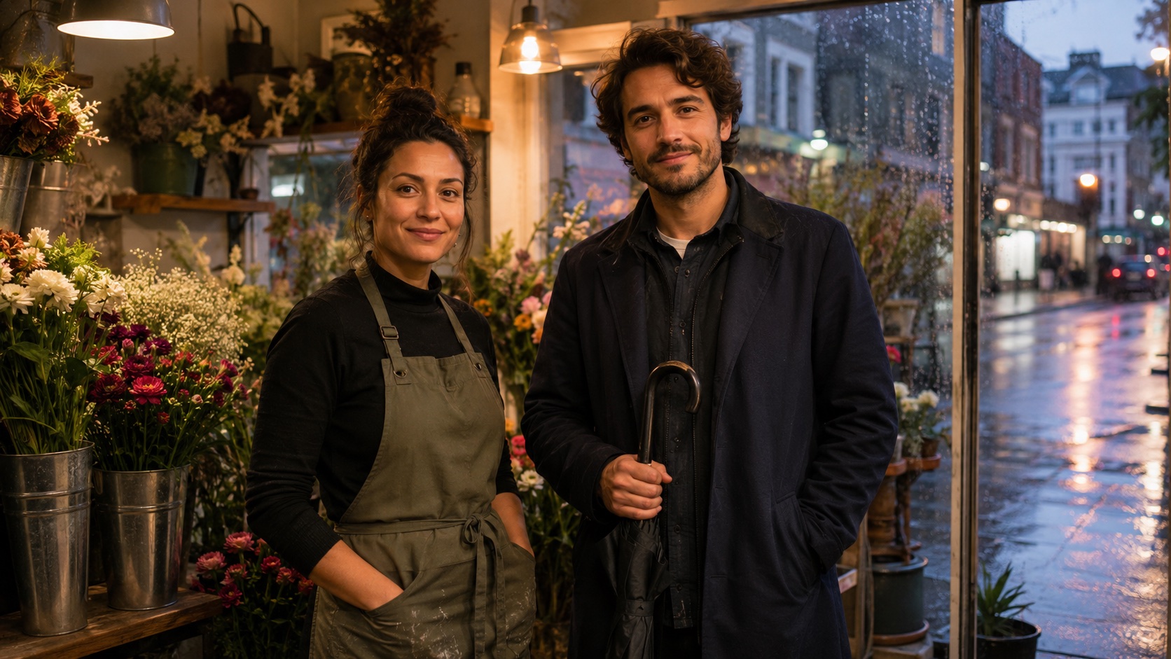 Image 1: a florist and customer inside a flower shop